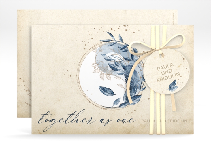 Save the Date-Karte YinYang A6 Karte quer beige im Vintage-Look