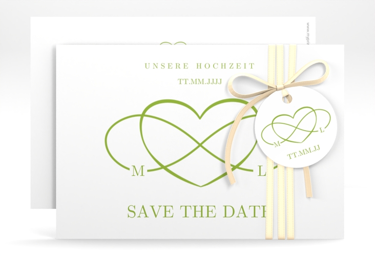 Save the Date-Karte Infinity A6 Karte quer gruen hochglanz
