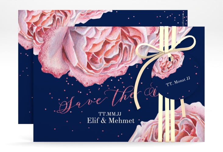 Save the Date-Karte Cherie A6 Karte quer rosa hochglanz