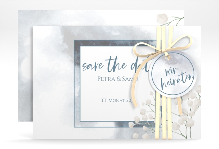 Save the Date-Karte Winter A6 Karte quer mit Schleierkraut