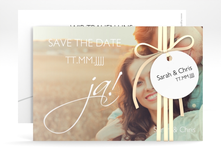 Save the Date-Karte Hochzeit Clarity A6 Karte quer weiss hochglanz