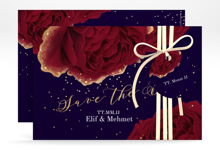 Save the Date-Karte Cherie A6 Karte quer schwarz hochglanz