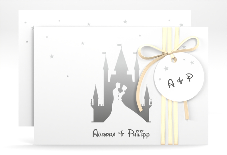 Save the Date-Karte Castle A6 Karte quer grau