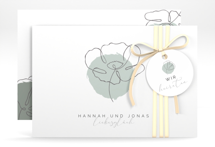 Save the Date-Karte Flowerline A6 Karte quer