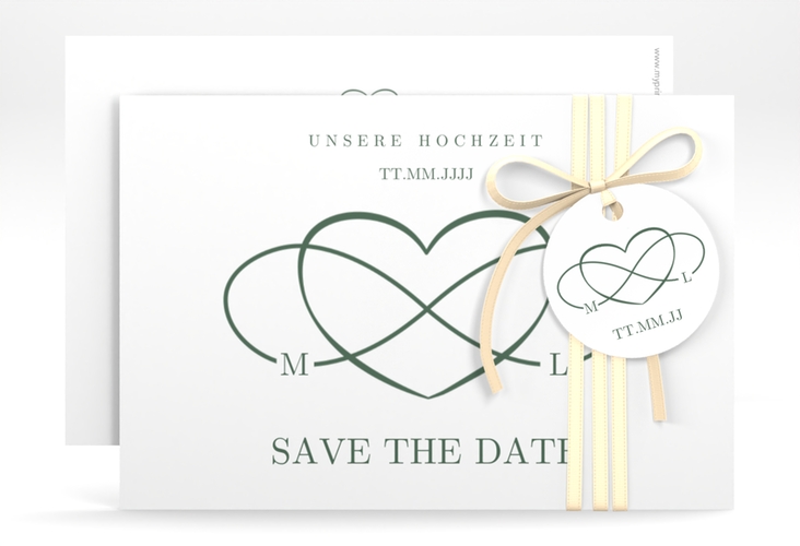 Save the Date-Karte Infinity A6 Karte quer gruen hochglanz