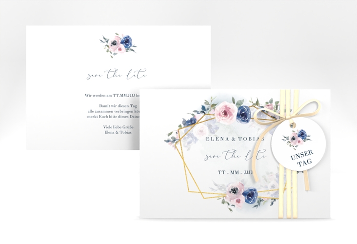 Save the Date-Karte Dustyblue A6 Karte quer