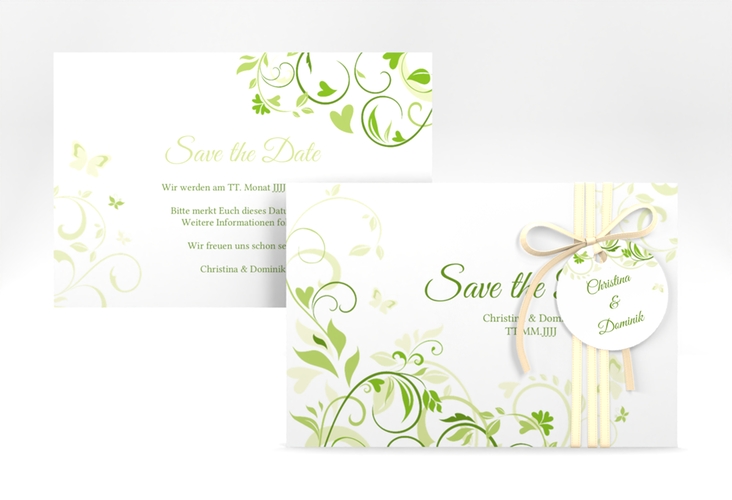 Save the Date-Karte Lilly A6 Karte quer gruen hochglanz