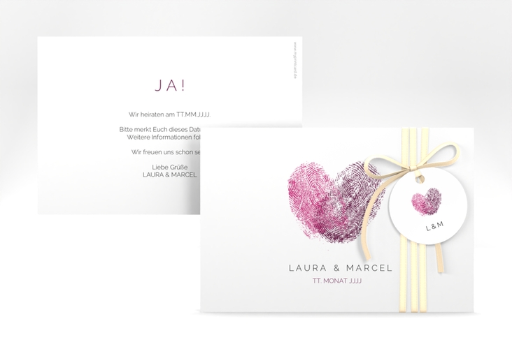 Save the Date-Karte Fingerprint A6 Karte quer schlicht mit Fingerabdruck-Motiv