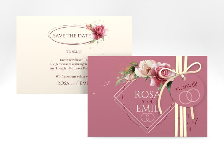 Save the Date-Karte Rosenbogen A6 Karte quer rosa