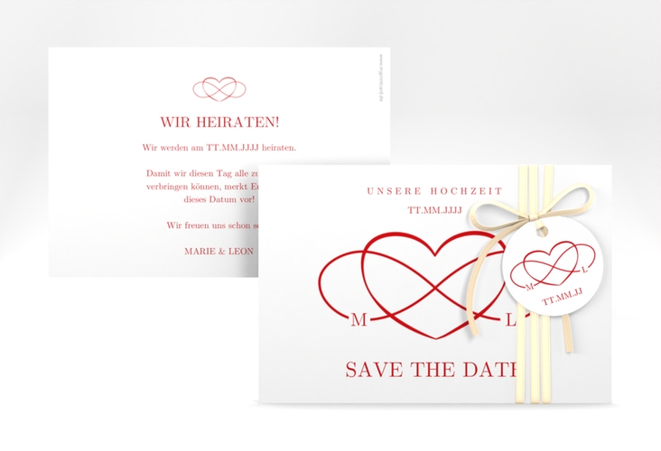 Save the Date-Karte Infinity A6 Karte quer rot hochglanz