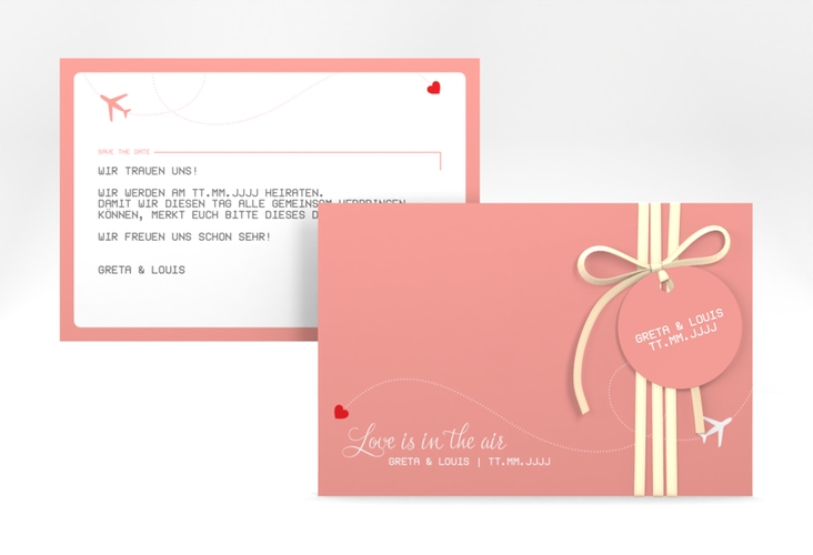 Save the Date-Karte Weddingpass A6 Karte quer rosa