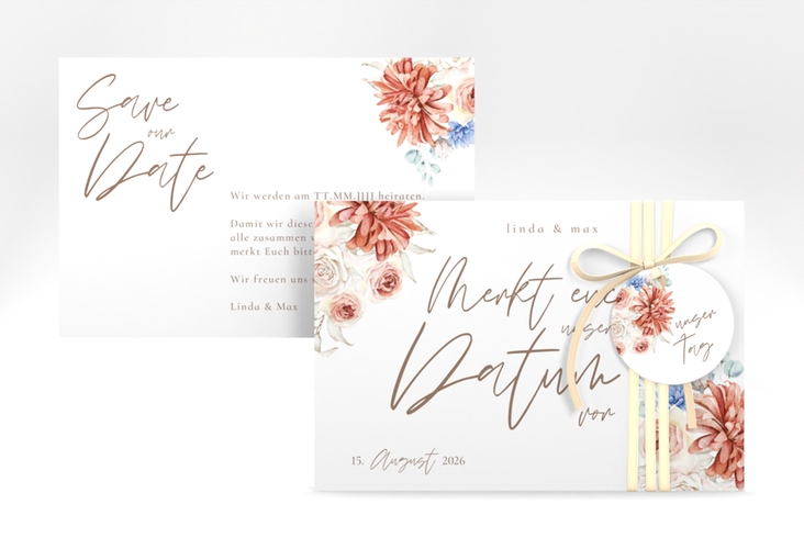 Save the Date-Karte Flowercloud A6 Karte quer bunt hochglanz