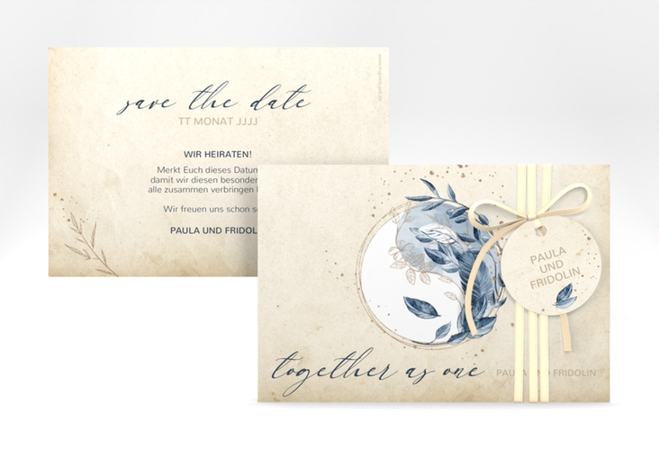 Save the Date-Karte YinYang A6 Karte quer beige im Vintage-Look