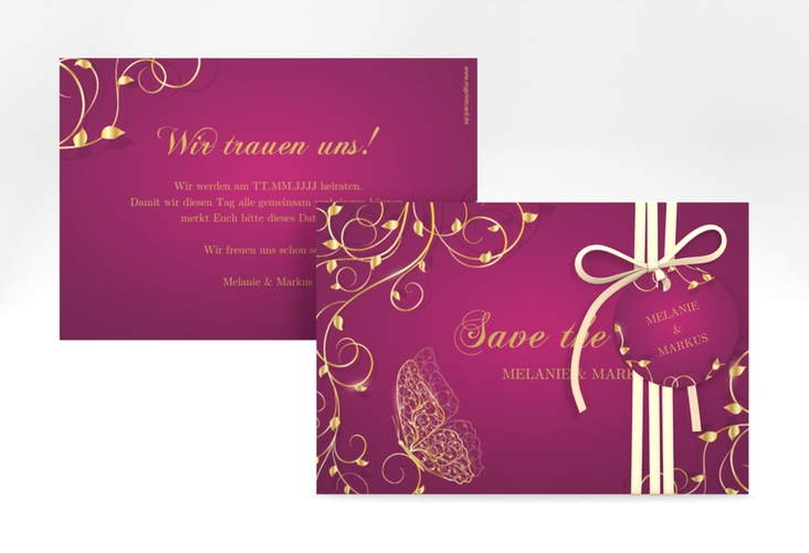 Save the Date-Karte Eternity A6 Karte quer pink hochglanz