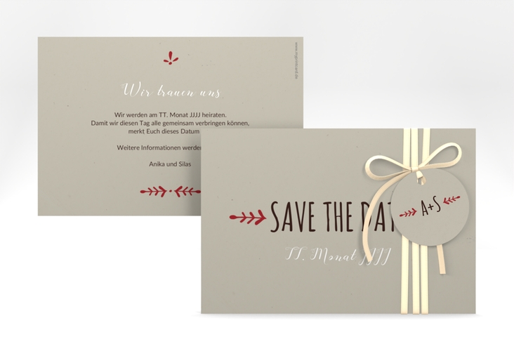Save the Date-Karte Hochzeit Eden A6 Karte quer rot