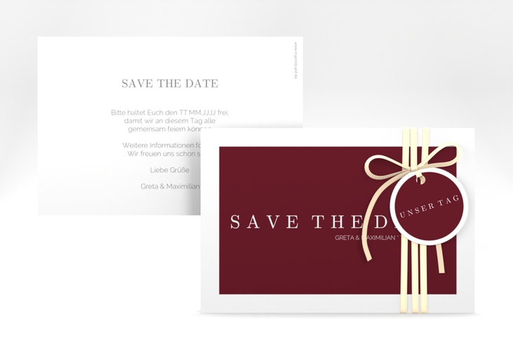 Save the Date-Karte Simply A6 Karte quer rot