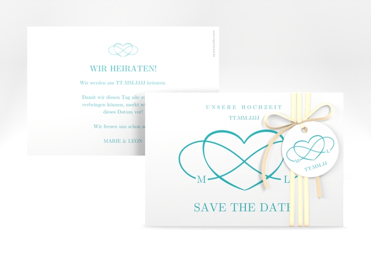 Save the Date-Karte Infinity A6 Karte quer tuerkis hochglanz