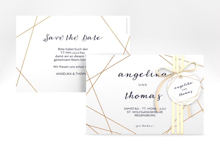 Save the Date-Karte Asymmetry A6 Karte quer weiss