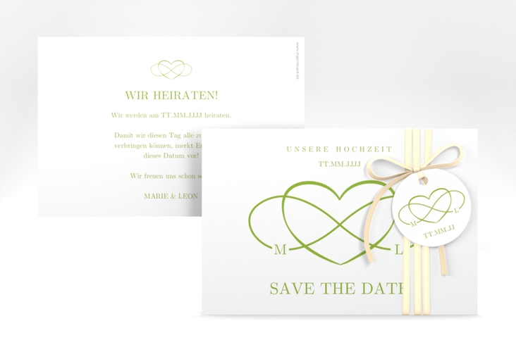 Save the Date-Karte Infinity A6 Karte quer gruen hochglanz