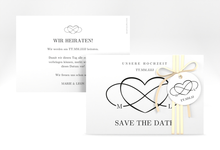 Save the Date-Karte Infinity A6 Karte quer schwarz hochglanz