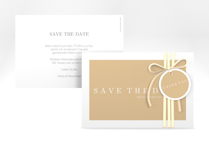 Save the Date-Karte Simply A6 Karte quer beige hochglanz