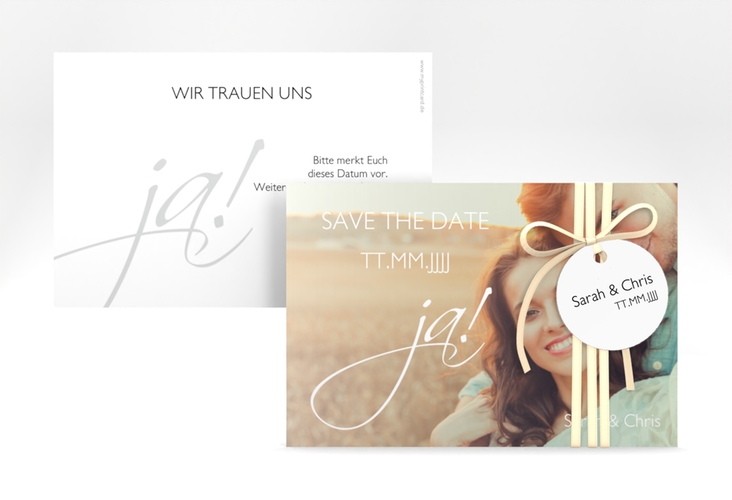 Save the Date-Karte Hochzeit Clarity A6 Karte quer weiss hochglanz