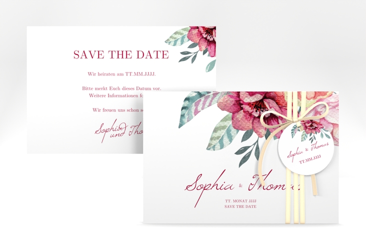 Save the Date-Karte Blooming A6 Karte quer weiss