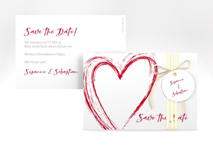 Save the Date-Karte Liebe A6 Karte quer rot