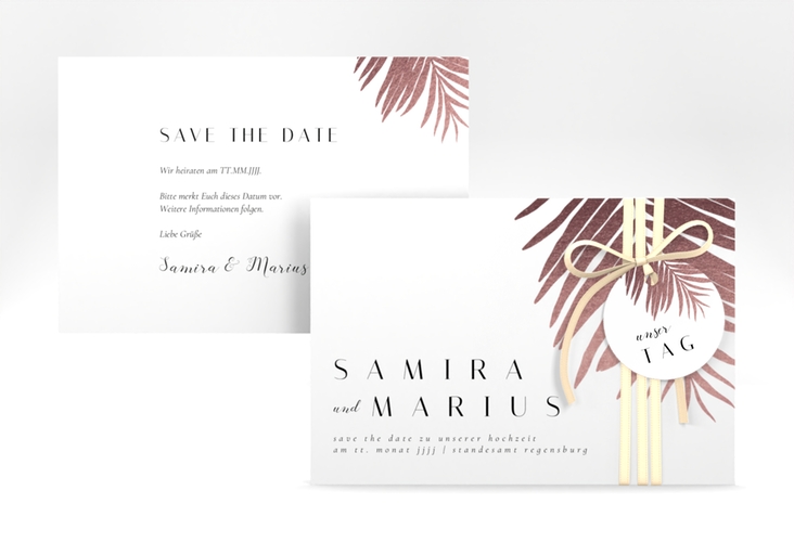 Save the Date-Karte Palmenblatt A6 Karte quer mit Palmenwedel