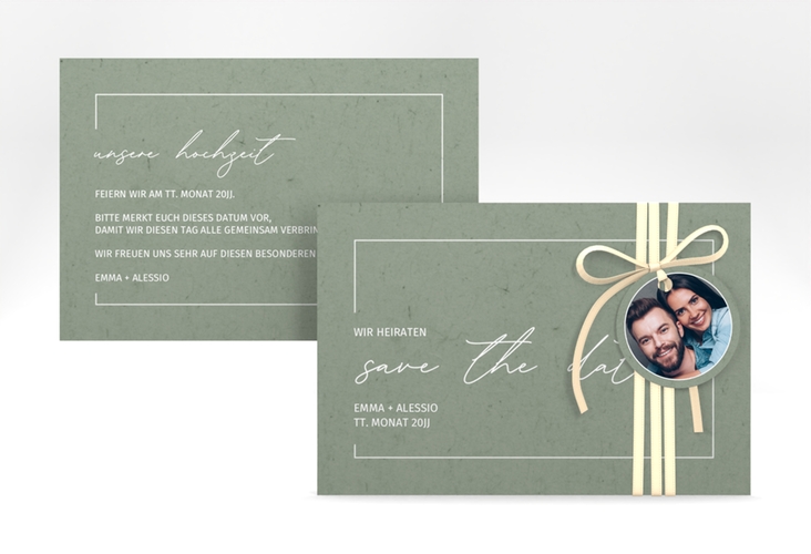 Save the Date-Karte Simple Line A6 Karte quer gruen