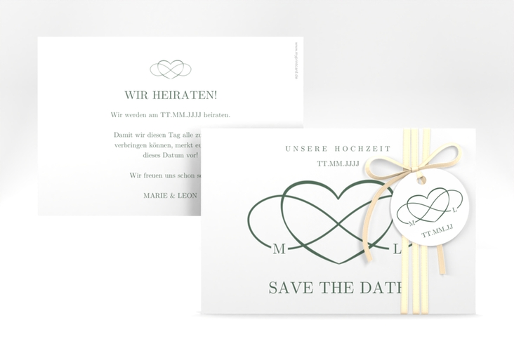 Save the Date-Karte Infinity A6 Karte quer gruen hochglanz