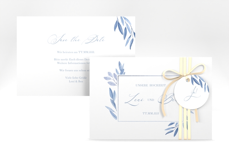 Save the Date-Karte Classicblue A6 Karte quer weiss hochglanz