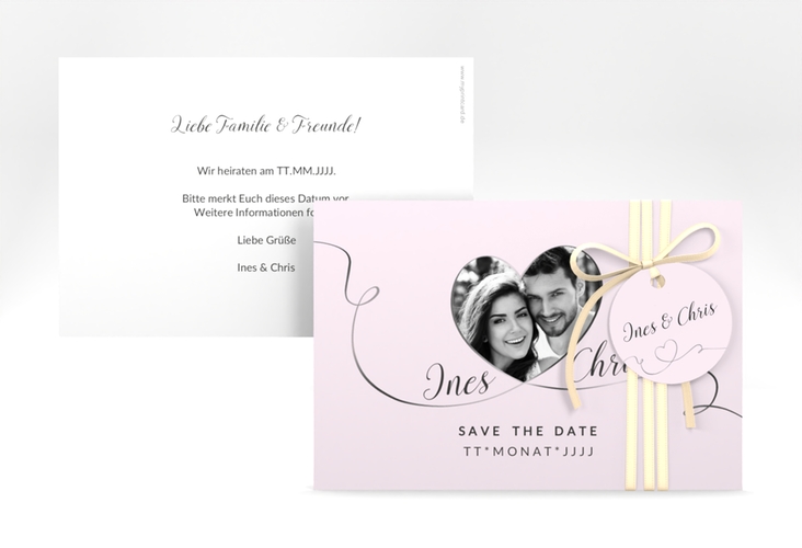 Save the Date-Karte Hochzeit Dolce A6 Karte quer rosa hochglanz