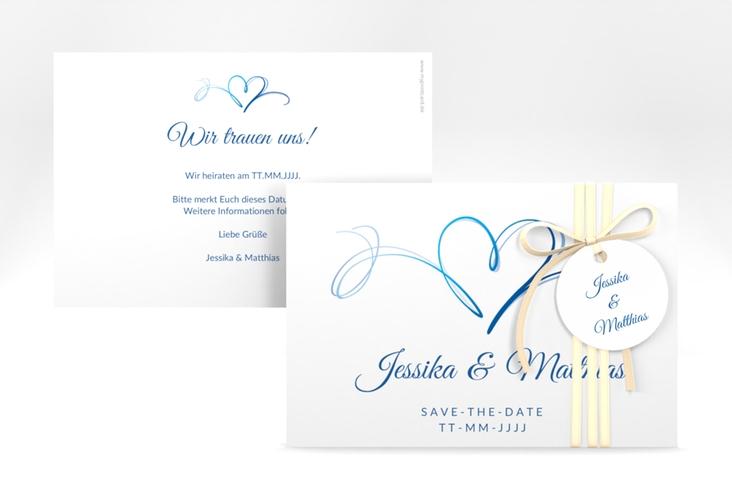 Save the Date-Karte Envie A6 Karte quer blau