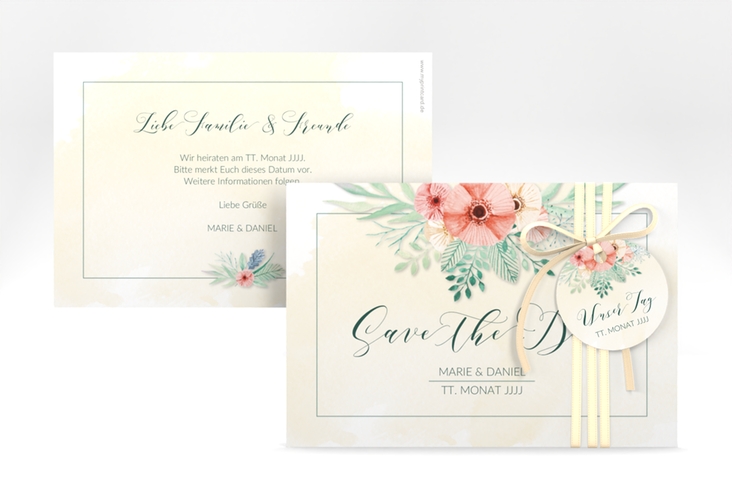 Save the Date-Karte Hochzeit Surfinia A6 Karte quer apricot