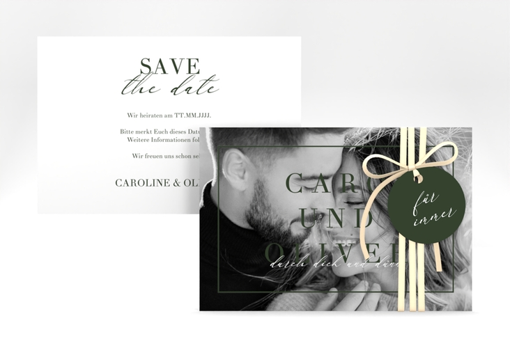 Save the Date-Karte Moment A6 Karte quer gruen hochglanz