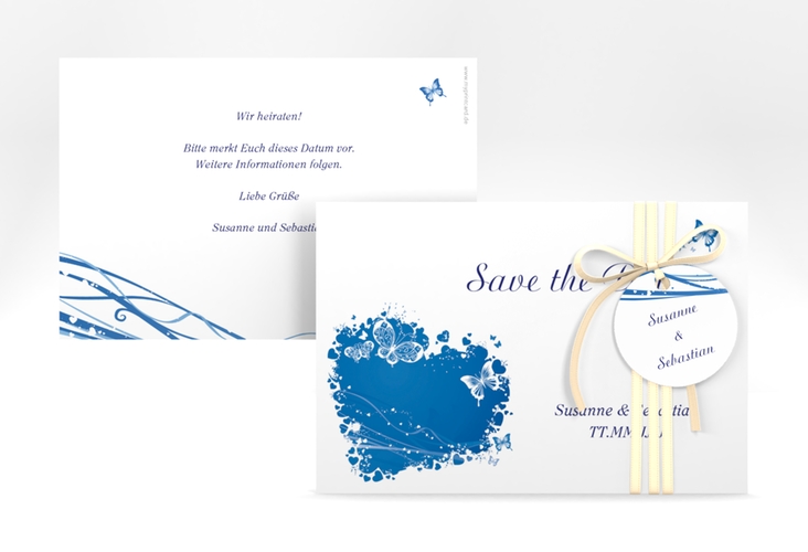 Save the Date-Karte Hochzeit "Mailand" A6 quer blau