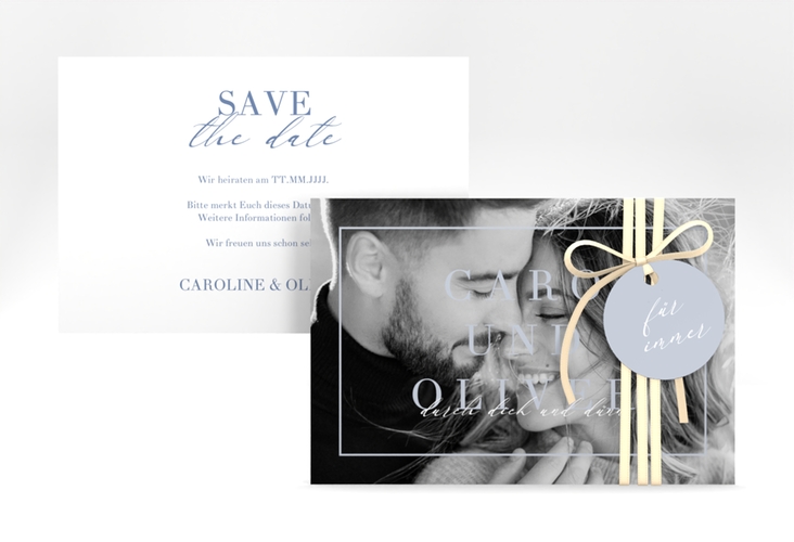 Save the Date-Karte Moment A6 Karte quer blau hochglanz