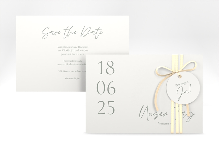 Save the Date-Karte Day A6 Karte quer weiss mit Datum im minimalistischen Design