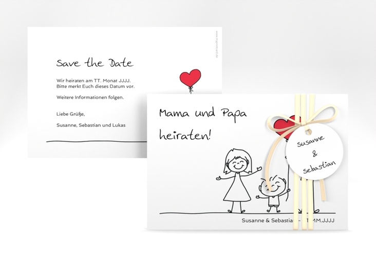 Save the Date-Karte Family A6 Karte quer weiss hochglanz