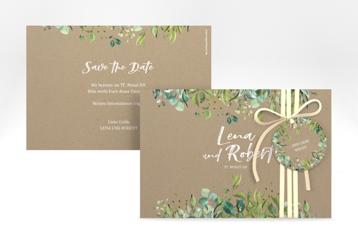 Save the Date-Karte Natural A6 Karte quer Kraftpapier
