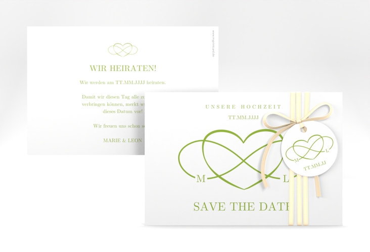 Save the Date-Karte Infinity A6 Karte quer gruen hochglanz
