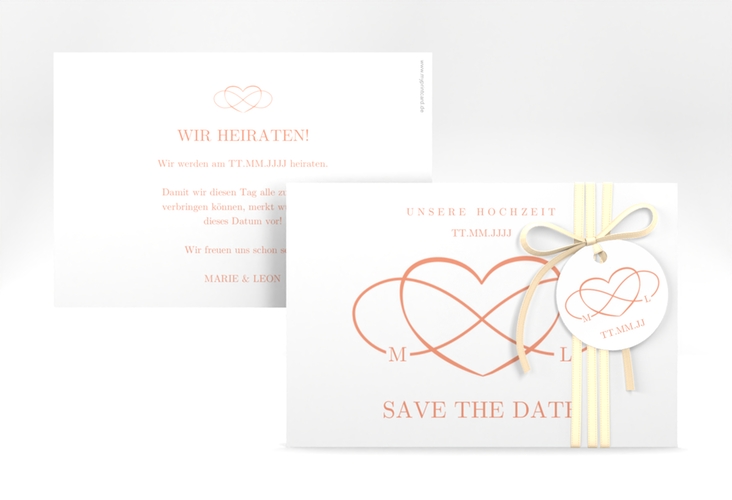 Save the Date-Karte Infinity A6 Karte quer apricot hochglanz