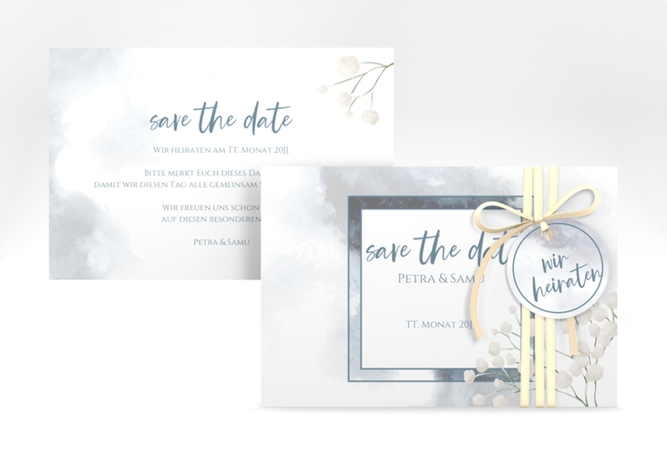 Save the Date-Karte Winter A6 Karte quer mit Schleierkraut