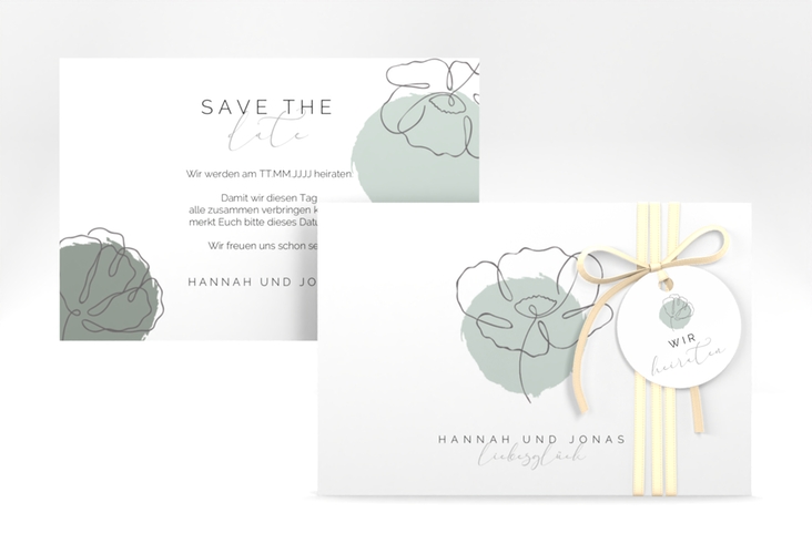 Save the Date-Karte Flowerline A6 Karte quer