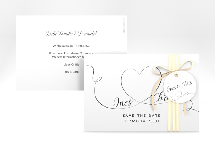 Save the Date-Karte Hochzeit Dolce A6 Karte quer weiss hochglanz