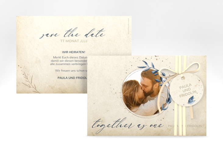 Save the Date-Karte YinYang A6 Karte quer im Vintage-Look