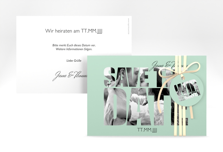Save the Date-Karte Hochzeit Letters A6 Karte quer mint hochglanz