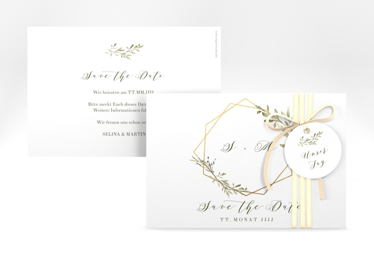Save the Date-Karte Acacia A6 Karte quer weiss hochglanz