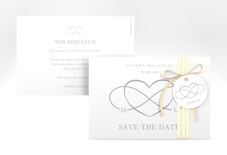 Save the Date-Karte Infinity A6 Karte quer grau hochglanz